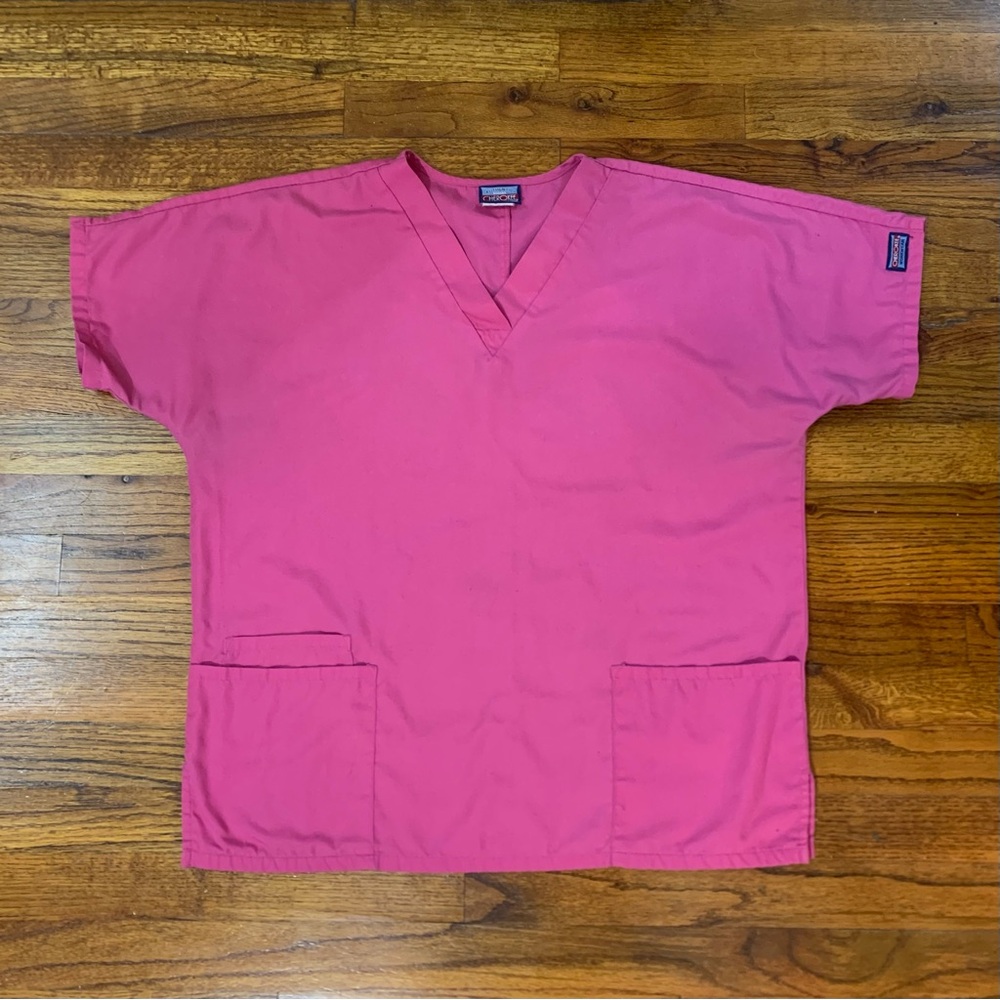 Cherokee Scrubs Workwear Bright Pink Scrubs Top Shirt Healthcare Medical Dental - Picture 9 of 13
